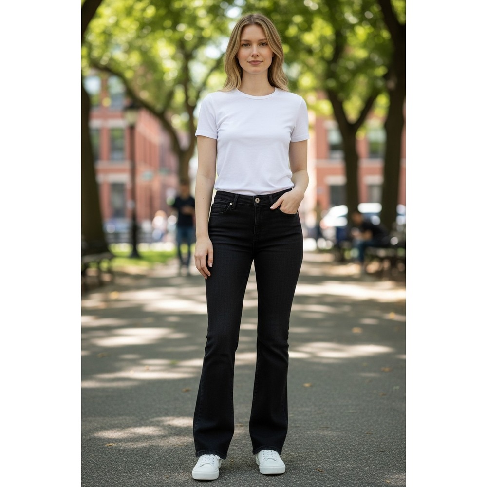 Talbots Black Flared Bootcut Jeans Womens 6P High Rise‎ Stretch Denim Pants